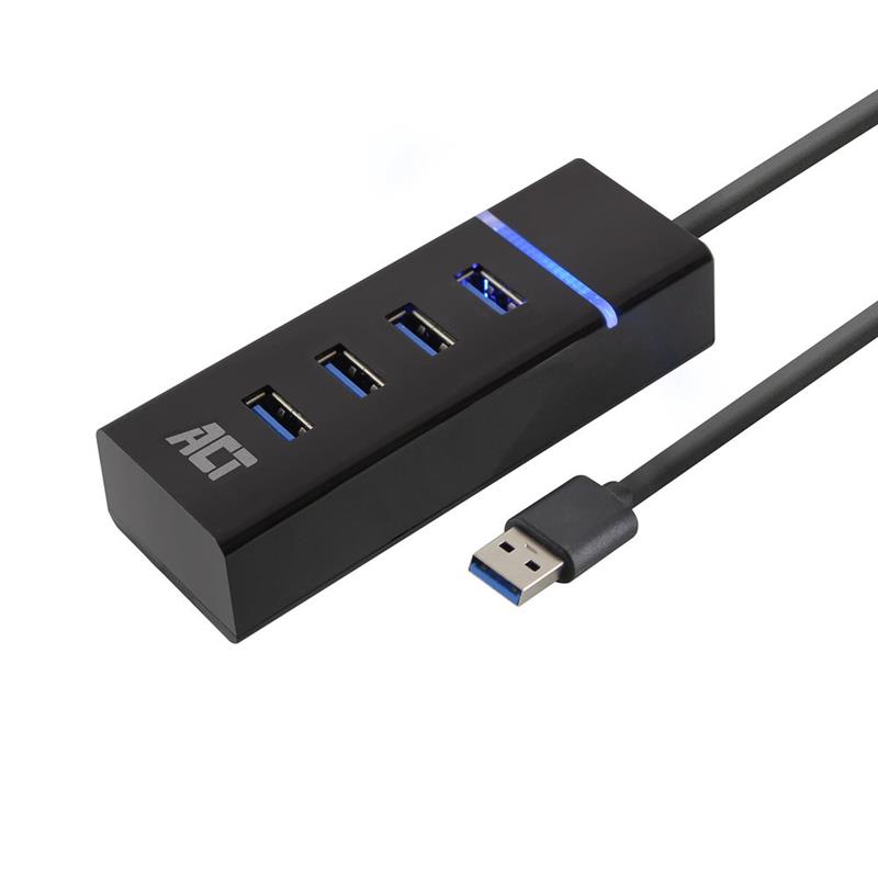 ACT USB Hub 3 2 4x USB-A zwart