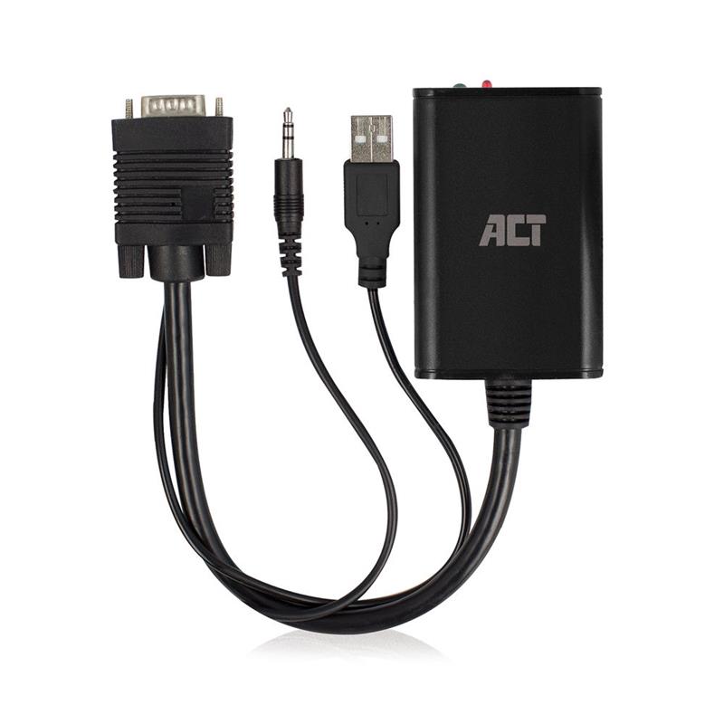 ACT 0 25 meter VGA male - HDMI-A female adapter met 3 5mm jack male