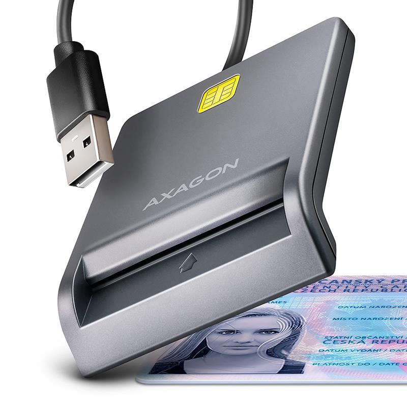 Axagon CRE-SM3T USB Smart card Flat smart card reader Binnen USB 2.0 Zwart