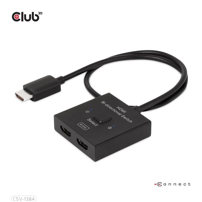 CLUB3D HDMI 2-in-1 Bi-directional Switch for 8K60Hz or 4K120Hz