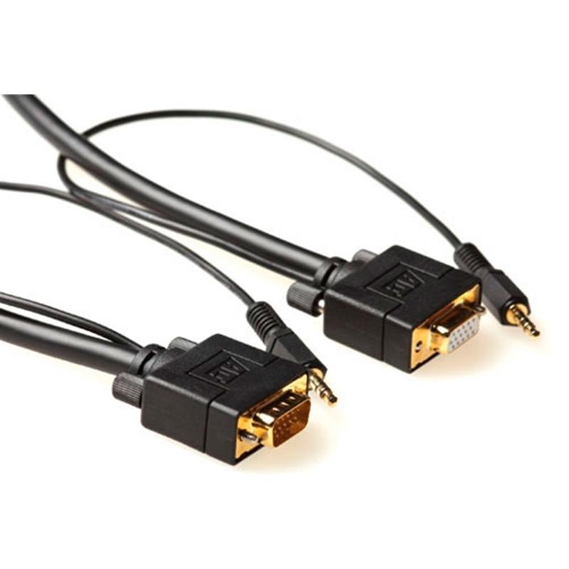 ACT 10m VGA + 3.5mm VGA kabel VGA (D-Sub) + 3.5 mm (1/8"") Zwart