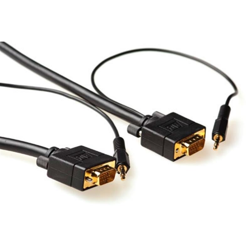 ACT 15m VGA + 3.5mm VGA kabel VGA (D-Sub) + 3.5 mm (1/8"") Zwart