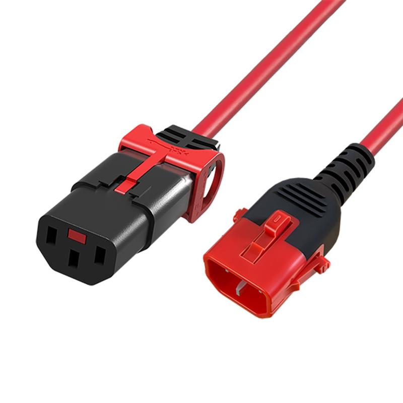 ACT Netsnoer C13 - C14 Dual IEC LOCK rood 1 m
