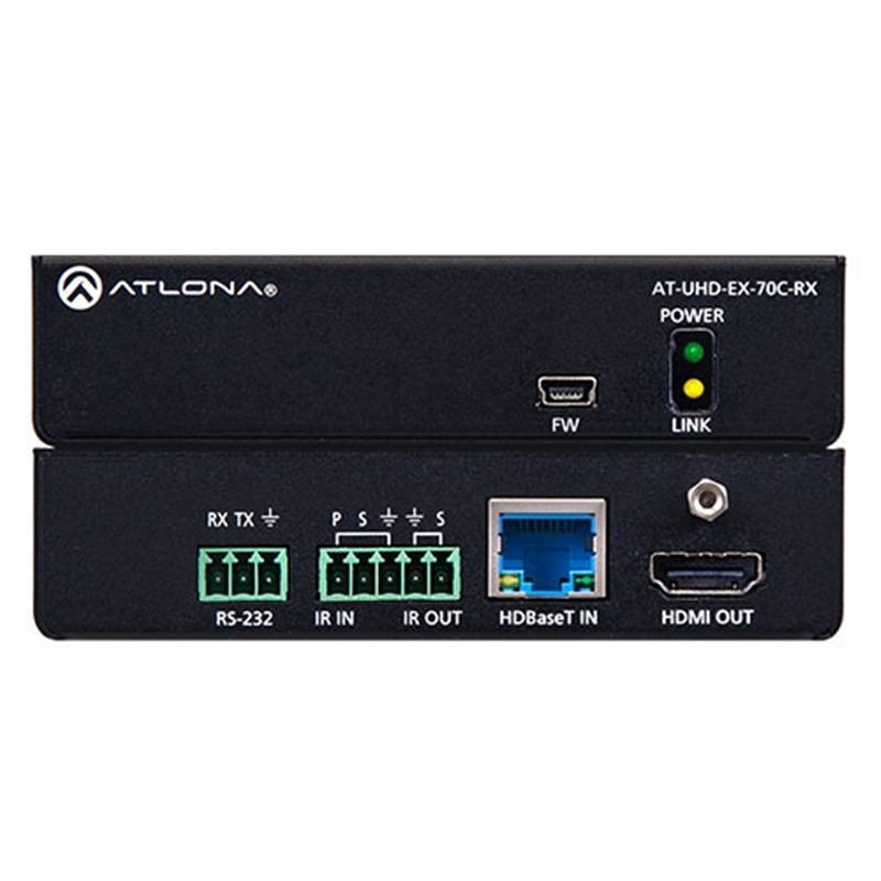 Atlona 4K HDMI HDBaseT receiver met PoE IR en RS-232 control 70 meter