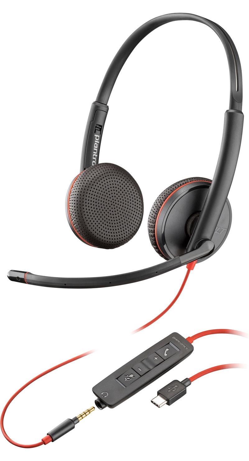 HP Blackwire C3225 Stereo Headset Bedraad Handheld Kantoor/callcenter USB Type-A Zwart