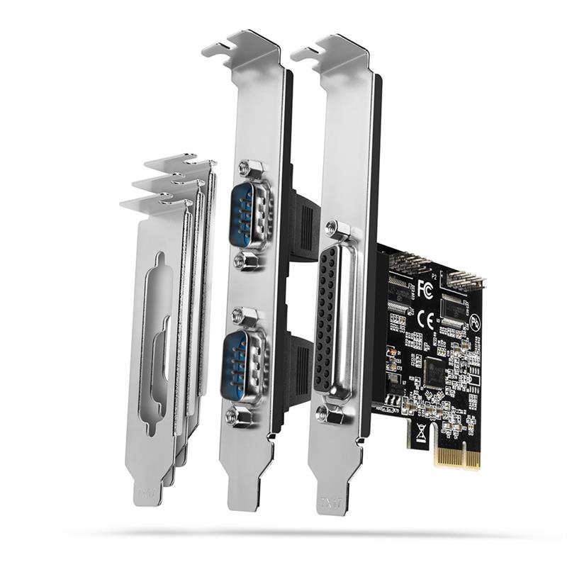 Axagon PCEA-PSN PCIe-Adapter mit 1x Parallel-+ 2x Seriell-Ports - ASIX AX99100 interfacekaart/-adapter Intern Parallel, RS-232