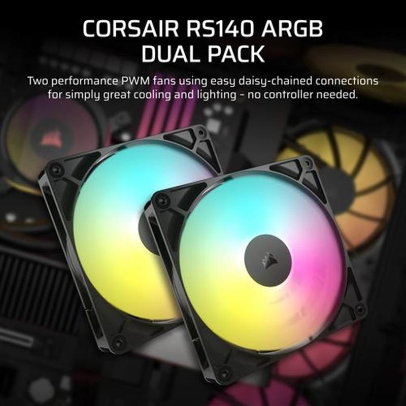 Corsair RS140 ARGB Computer behuizing Ventilator 14 cm Zwart 1 stuk s 