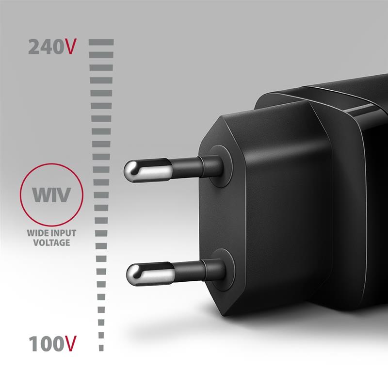 Axagon ACU-PD20 wall charger 1x QC3.0/AFC/FCP/PD type-C, 20W, black Mobiele telefoon, Smartphone, Smartwatch, Tablet, Universeel, Horloge Zwart AC Sne