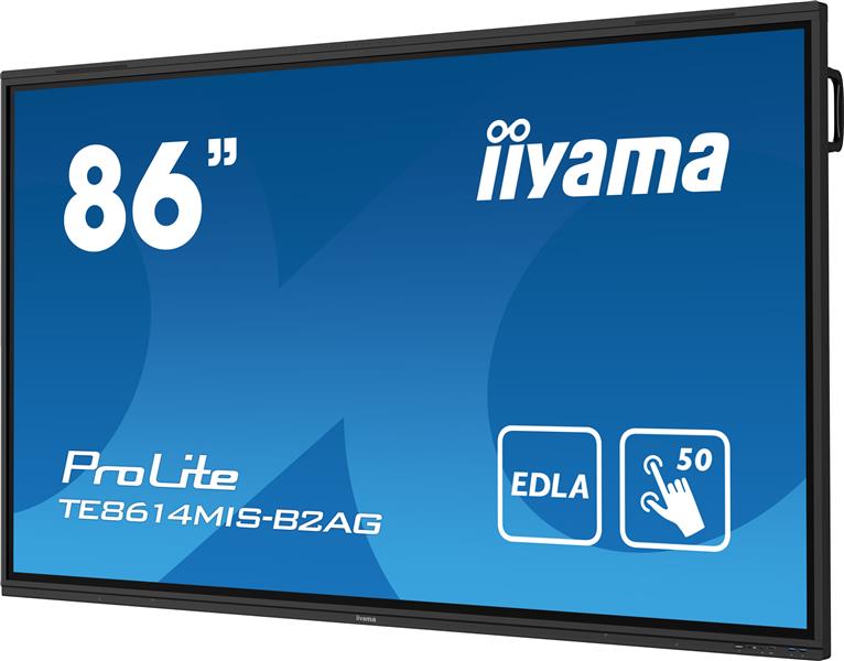 iiyama PROLITE TE8614MIS-B2AG Digitale signage flatscreen 2,17 m (85.6"") Wifi 435 cd/m² 4K Ultra HD Zwart Touchscreen Type processor Android 24/7