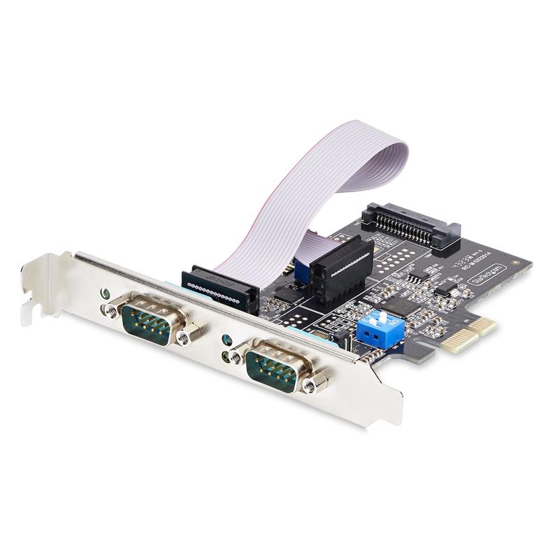 StarTech.com 2-Port PCIe Seriële Adapter Kaart, Quad PCI Express naar RS232/RS422/RS485 (DB9) Serial Kaart, Incl. Low-Profile Beugel, 16C1050 UART, Wi