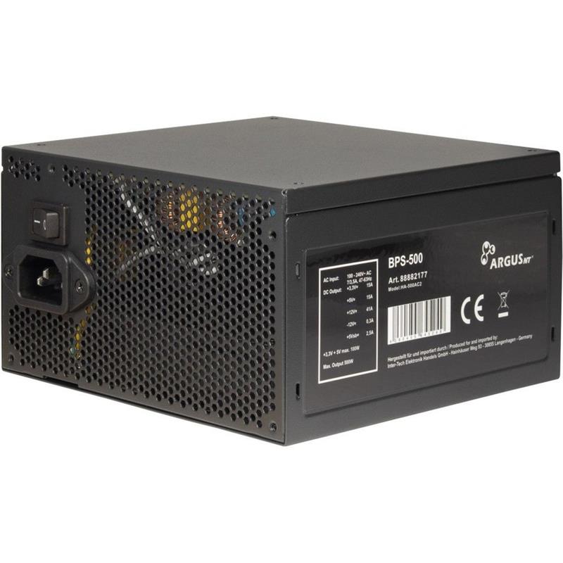 Inter-Tech ArgusNT BPS-500 power supply unit 500 W 20+4 pin ATX ATX Zwart