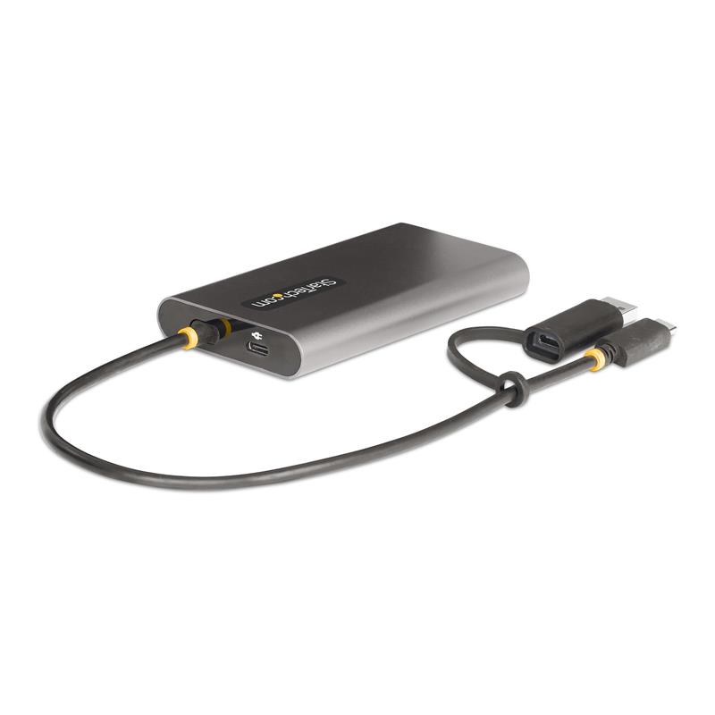 StarTech.com USB-C naar Dual-HDMI Adapter, USB-C of A naar 2x HDMI, 4K 60Hz, 100W Power Delivery Pass-Through, 30cm Ingebouwde Kabel, USB naar HDMI Mu