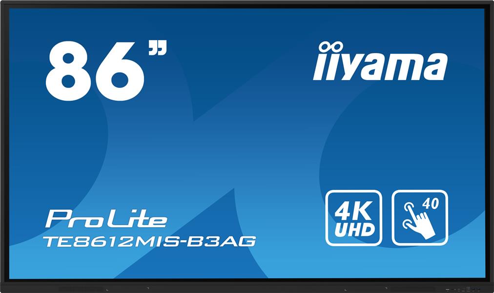 iiyama TE8612MIS-B3AG beeldkrant Kiosk-ontwerp 2,18 m (86"") LCD Wifi 400 cd/m² 4K Ultra HD Zwart Touchscreen Type processor Android 11 24/7