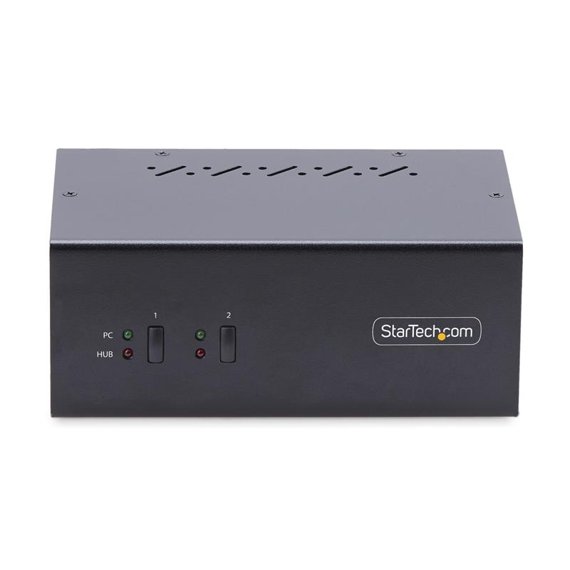 StarTech.com 2-Port Dual-Monitor DisplayPort KVM Switch, 4K 60Hz, 2x USB 5Gbps Hub Ports, 2x USB 2.0 HID Ports, Hotkey en Drukknop Schakelaar, TAA Com