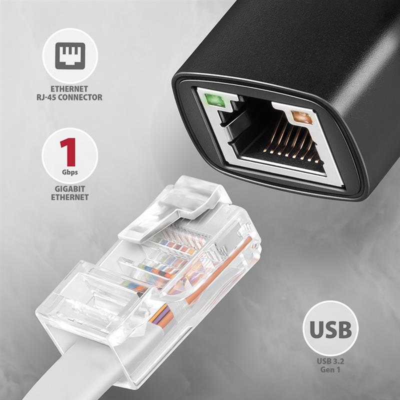 Axagon ADE-ARC USB-C 3.2 Gen 1 - Gigabit Ethernet 10/100/1000 Adapter - Adapter - Digital/Daten 1000 Mbit/s