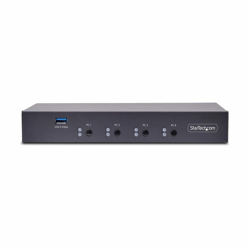 StarTech.com 4-Port KM Switch met Mouse Roaming, USB Switch voor Toetsenbord/Muis, 3.5mm/USB Audio, Randapparatuur delen voor 4 Computers, TAA Complia