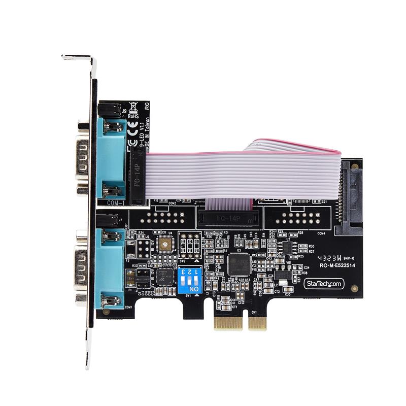 StarTech.com 2-Port PCIe Seriële Adapter Kaart, Quad PCI Express naar RS232/RS422/RS485 (DB9) Serial Kaart, Incl. Low-Profile Beugel, 16C1050 UART, Wi