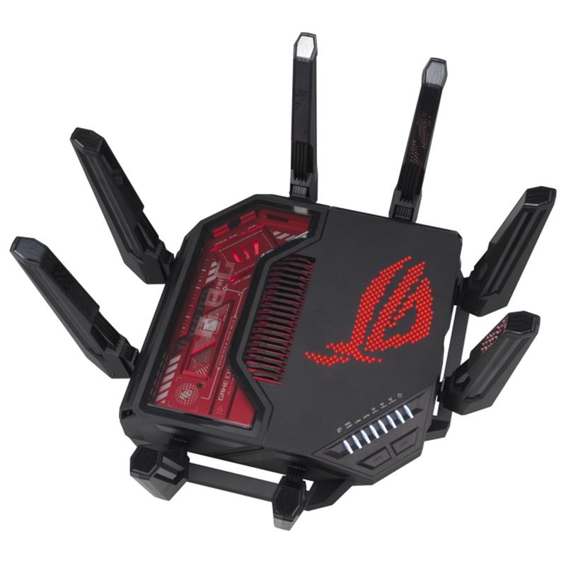 ASUS ROG Rapture GT-BE19000 draadloze router Multi-Gigabit Ethernet Tri-band (2,4 GHz / 5 GHz / 6 GHz) Zwart, Rood