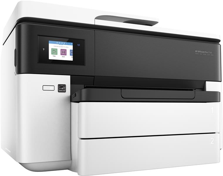 HP OfficeJet Pro 7730 breedformaat All-in-One printer, Printen, kopiëren, scannen, faxen, Invoer voor 35 vel; Printen via USB-poort aan voorzijde; Dub