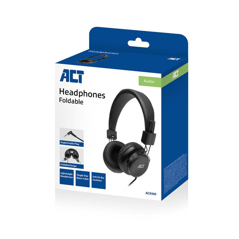ACT AC9300 hoofdtelefoon/headset Hoofdtelefoons Bedraad Hoofdband Muziek Zwart