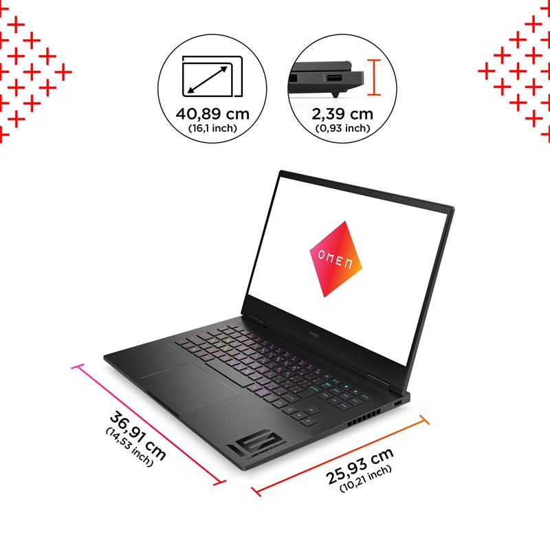 HP OMEN 16-xf0075nd AMD Ryzen™ 9 7940HS Laptop 40,9 cm (16.1"") Quad HD 32 GB DDR5-SDRAM 1 TB SSD NVIDIA GeForce RTX 4070 Wi-Fi 6E (802.11ax) Windows 
