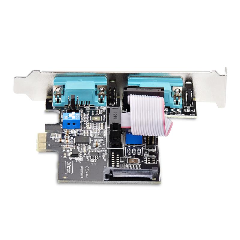 StarTech.com 2-Port PCIe Seriële Adapter Kaart, Quad PCI Express naar RS232/RS422/RS485 (DB9) Serial Kaart, Incl. Low-Profile Beugel, 16C1050 UART, Wi