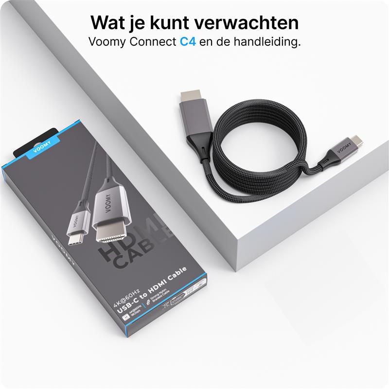 Voomy Connect C4 - USB C naar HDMI Kabel - 4k 60hz Ultra HD - 2 Meter