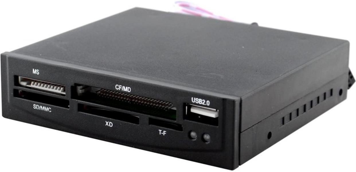 Retail Cardreader intern 3.5inch USB2.0 Black + 1 x USB Port