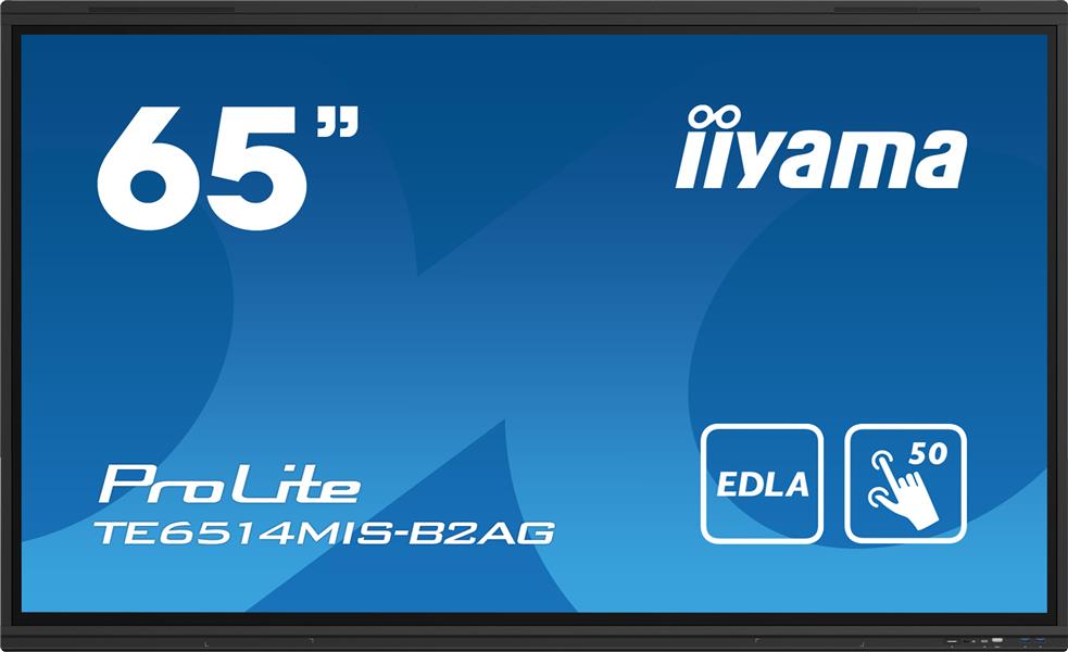 iiyama PROLITE TE6514MIS-B2AG Digitale signage flatscreen 165,1 cm (65"") Wifi 435 cd/m² 4K Ultra HD Zwart Touchscreen Type processor Android 24/7