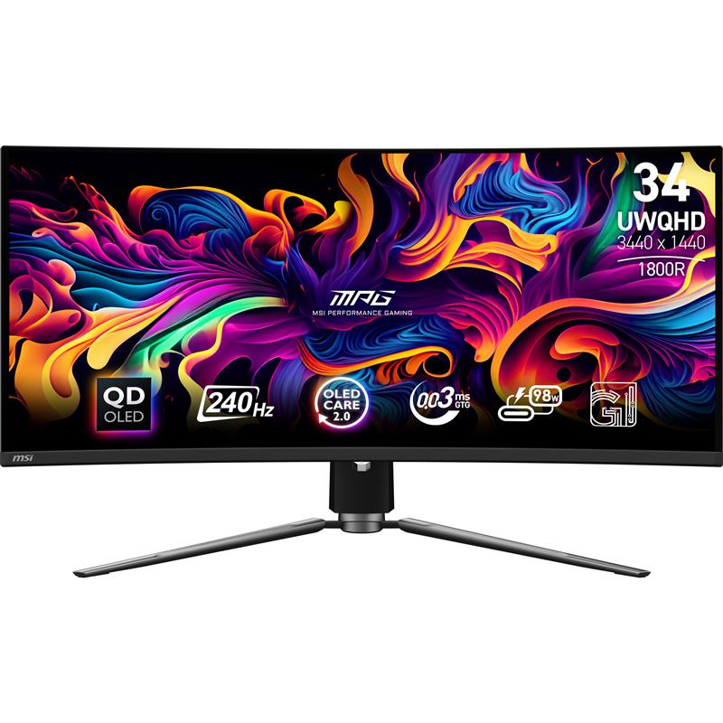 MSI MPG 341CQPX QD-OLED computer monitor 86,4 cm (34"") 3440 x 1440 Pixels UltraWide Quad HD Zwart