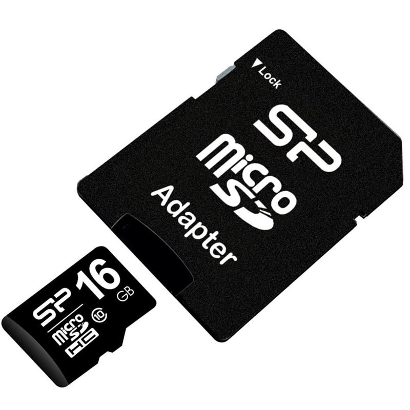 Silicon Power 16GB MicroSDHC Class10 UHS-1 incl. SD-adapter Zwart