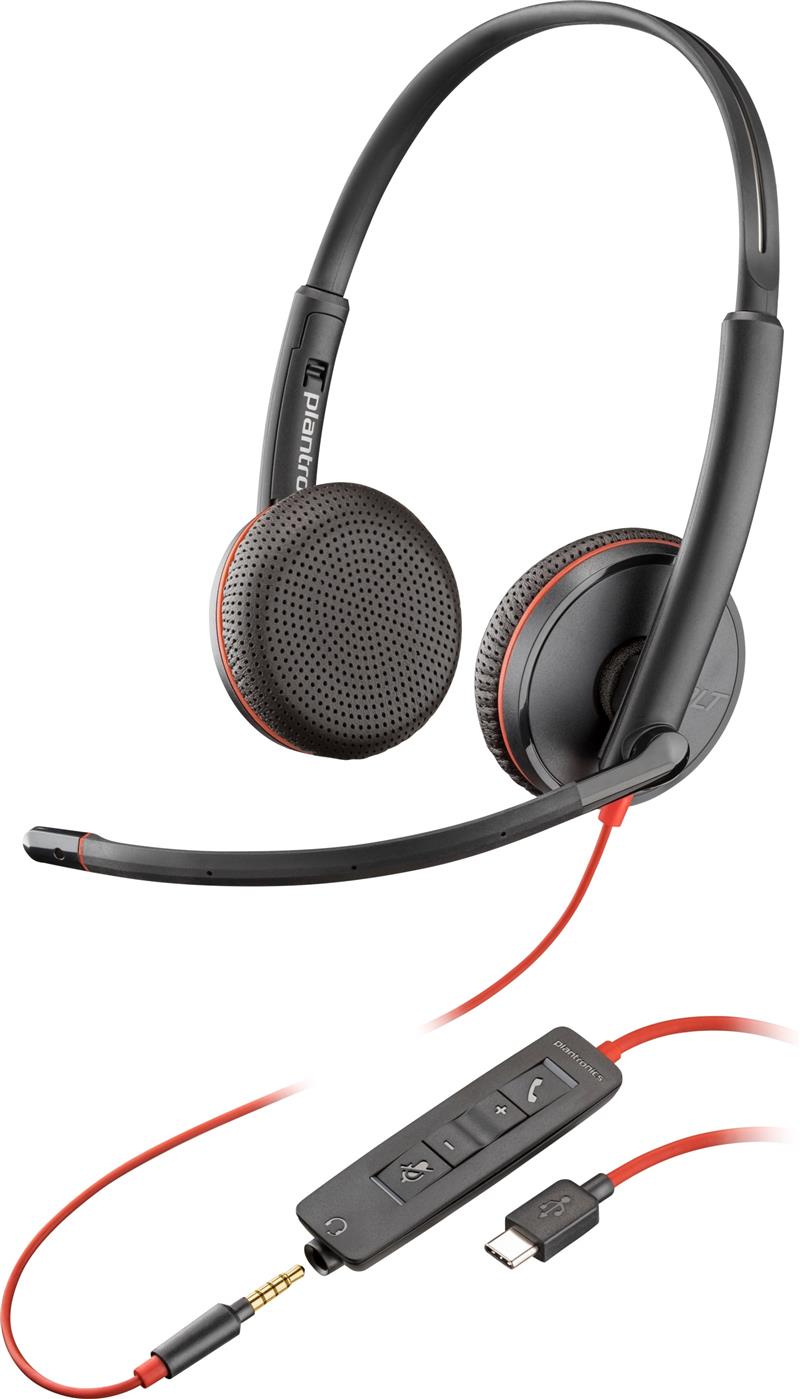 HP Blackwire C3225 Stereo Headset Bedraad Handheld Kantoor/callcenter USB Type-A Zwart