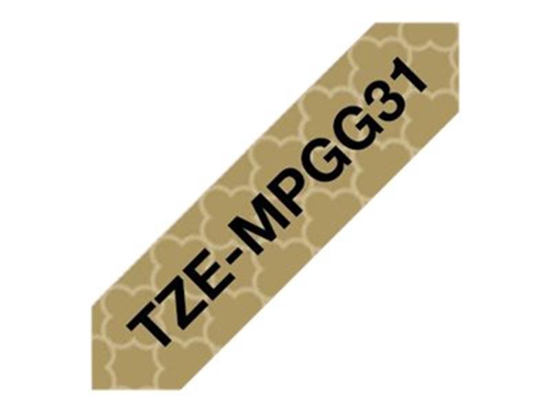 Brother TZE-MPGG31 labelprinter-tape Zwart op goud