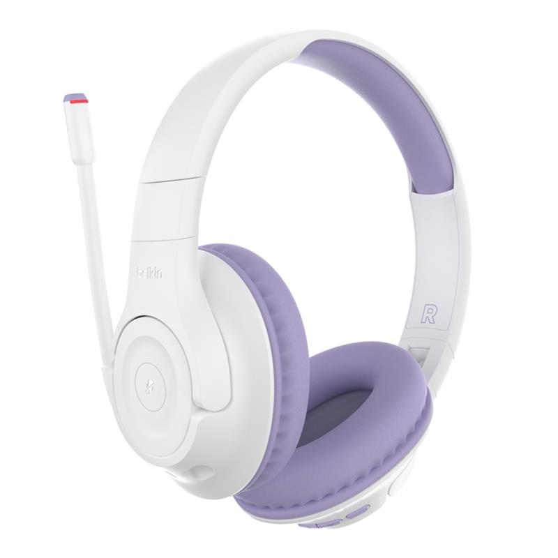 Belkin SOUNDFORMINSPIRE OVEREAR HEADSET LAV Bedraad en draadloos Hoofdband Oproepen/muziek USB Type-C Bluetooth Lavendel, Wit