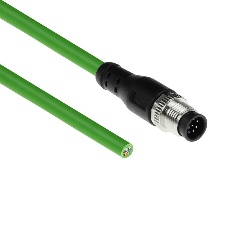 ACT Industrial 1,50 meter Sensor kabel M12A 8-polig male naar open end, Ultraflex TPE kabel, afgeschermd