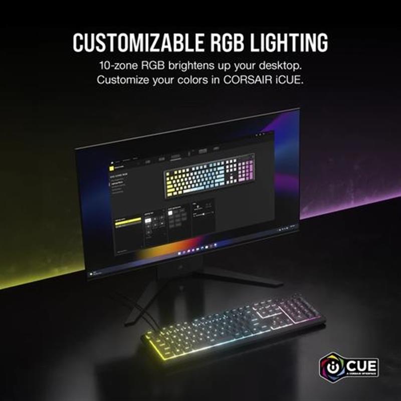 Corsair K55 CORE RGB toetsenbord USB QWERTY US International Grijs