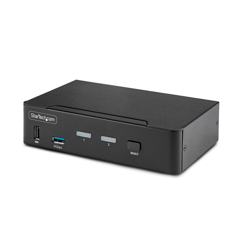 StarTech.com 2-Port DisplayPort KVM Switch, 8K 60Hz / 4K 144Hz, Single Display, DP 1.4, 2x USB 3.0 Ports, 4x USB 2.0 HID Ports, Drukknop & Hotkey Scha