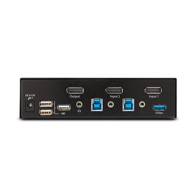 StarTech.com 2-Port DisplayPort KVM Switch, 8K 60Hz / 4K 144Hz, Single Display, DP 1.4, 2x USB 3.0 Ports, 4x USB 2.0 HID Ports, Drukknop & Hotkey Scha