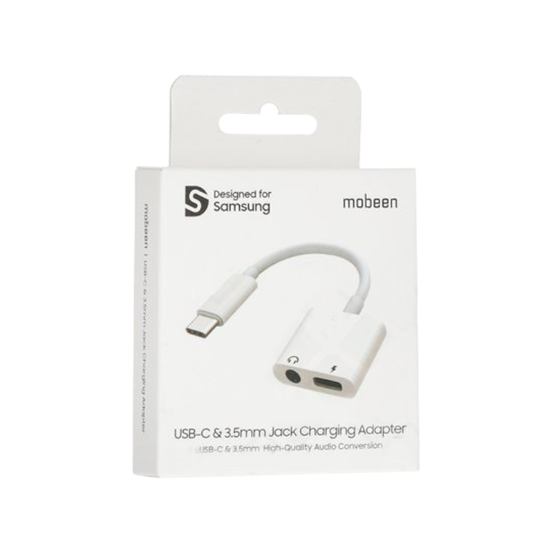 Mobeen Designed for Samsung USB-C to USB-C 3 5mm Jack Adapter - White - 