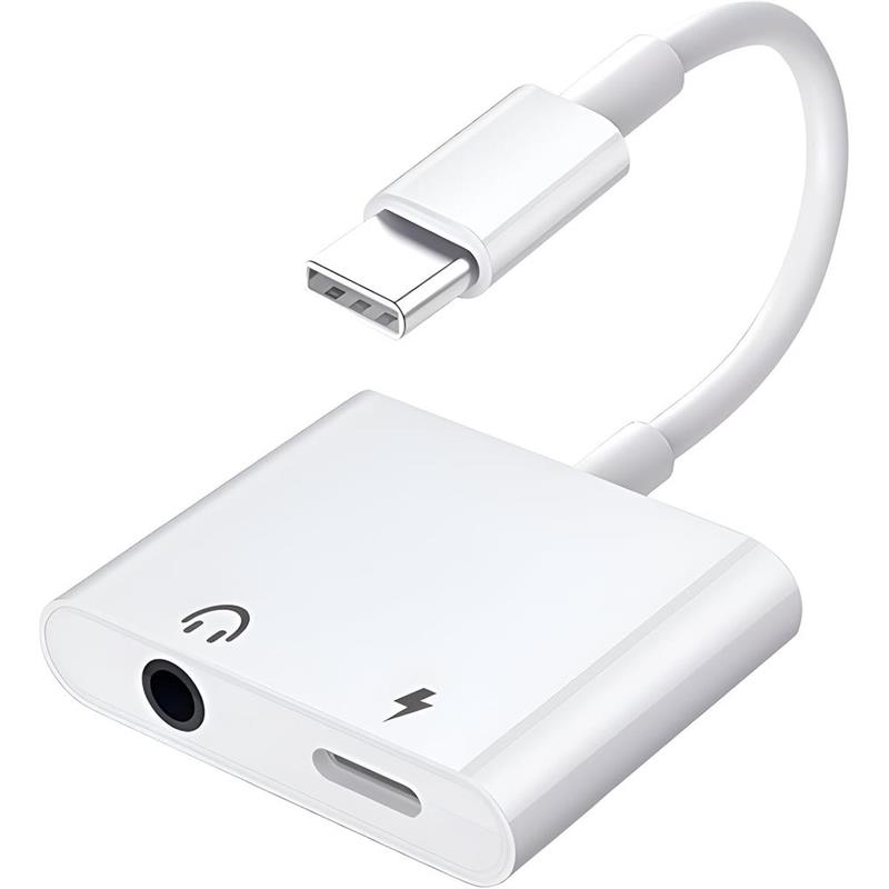 Mobeen Designed for Samsung USB-C to USB-C 3 5mm Jack Adapter - White - 