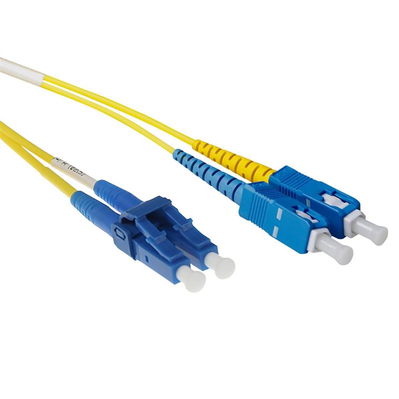 ACT RL1801 Glasvezel kabel 1 m 2x LC 2x SC OS2 Blauw, Geel
