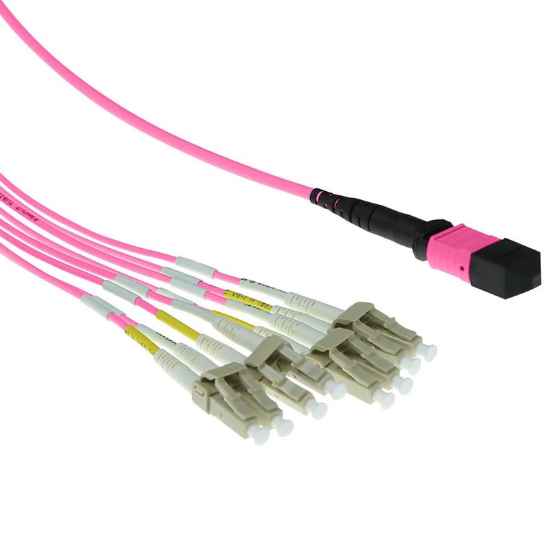 ACT RL7845 Glasvezel kabel 5 m MTP 8x LC OM3 Violet