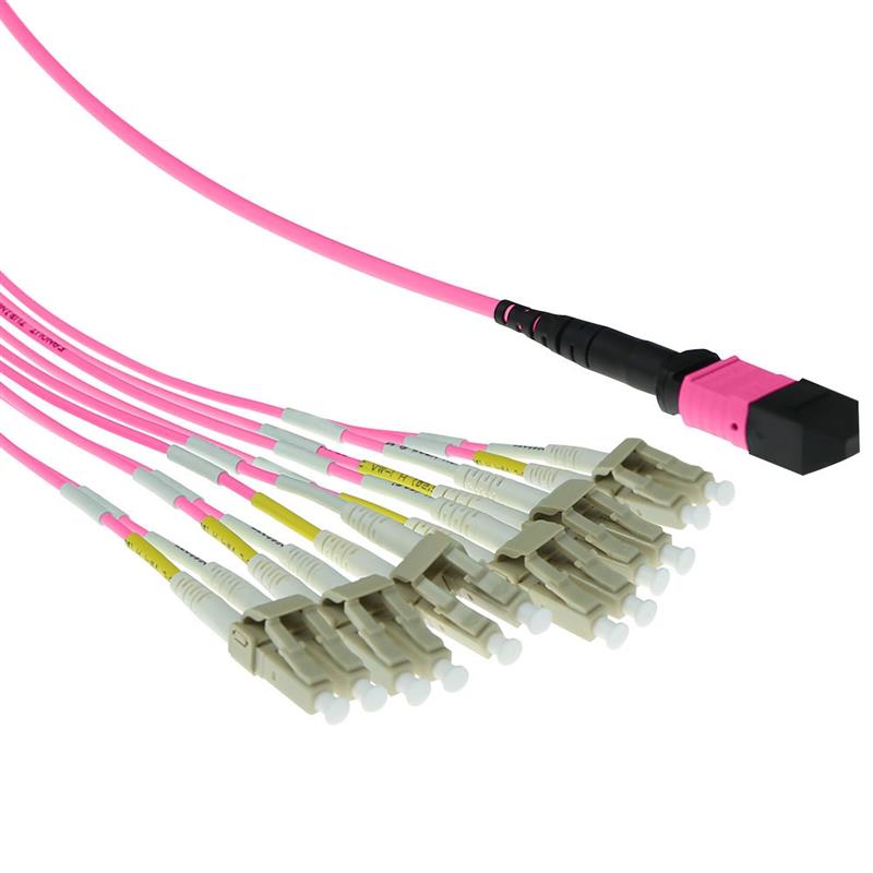ACT RL7852 Glasvezel kabel 2 m MPO/MTP 12x LC OM4 Geel
