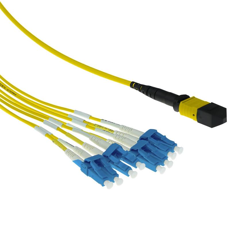 ACT RL7873 Glasvezel kabel 3 m MPO/MTP 12x LC OS2 Geel