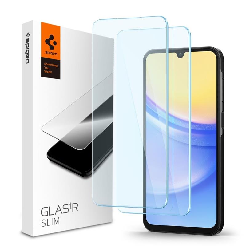 Spigen Screenprotector Samsung Galaxy A15 4G 5G Galaxy A25 - Tempered Glas tR Slim 2 Pack - Clear