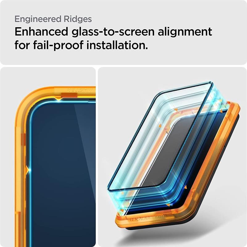 Spigen Screenprotector iPhone 14 Pro - Full Cover Glas with AlignMaster 2 Pack - Black