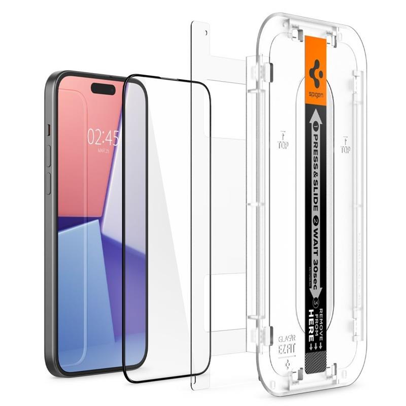 Spigen Screenprotector iPhone 15 Pro Max - Tempered Glas with AlignMaster 2 Pack - Black