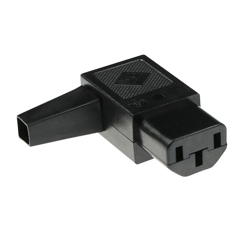 MPE-Garry C13 Power connector female haaks met kabelinvoer links