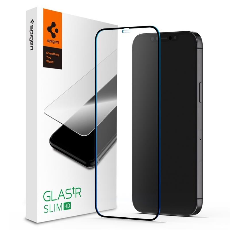 Spigen Screenprotector Full Cover Glass Apple iPhone 12 Pro Max Black 