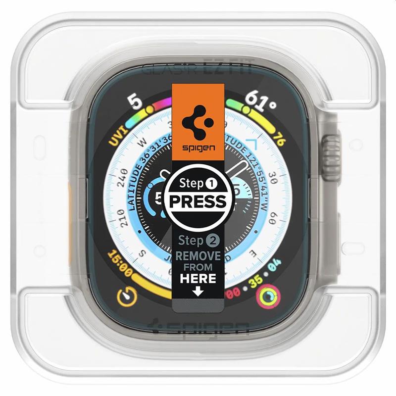 Spigen Screenprotector Apple Watch Ultra 49mm - Tempered Glas with AlignMaster 2 Pack - Clear